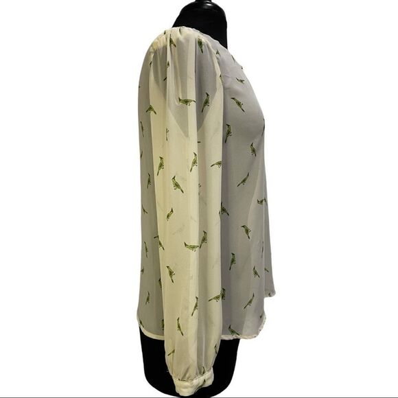 𝅺forever21 Sheer Parrot Print Blouse Sz S - Picture 4 of 13